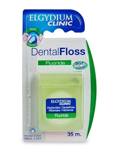 ELGYDIUM Dental Floss Fluoride 35m – woskowana nić dentystyczna, nasączona fluorem