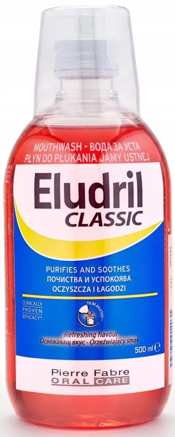 Płyn do płukania jamy ustnej z chlorheksydyną Eludril Classic 0,10% 500ml Płyn do płukania jamy ustnej z chlorheksydyną Eludril Classic 0,10% 500ml