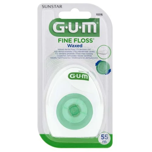 Tradycyjna, cienka, woskowana nić dentystyczna GUM Fine Floss 1555 (55m)