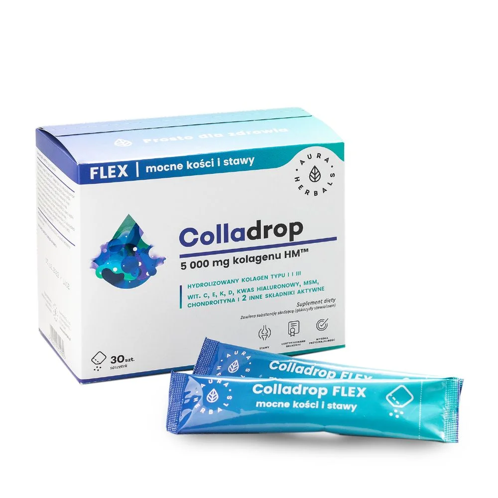Aura Herbals Colladrop Flex, kolagen morski 5000 mg – saszetki 30 szt. Aura Herbals Colladrop Flex, kolagen morski 5000 mg – saszetki 30 szt.