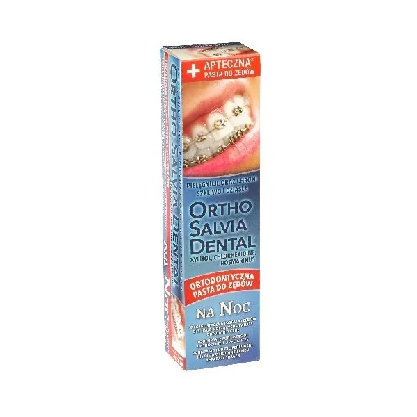 Ortho Salvia Night 75 ml – pasta do zębów dla osób noszących aparaty ortodontyczne, do stosowania na noc