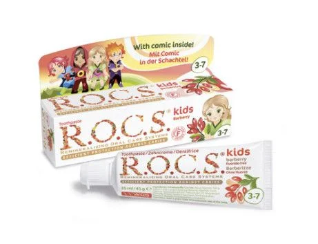 Pasta dla dzieci (3-7 lat) bez fluoru Rocs Kids Barberry 35ml