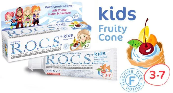 Pasta dla dzieci (3-7 lat) bez fluoru Rocs Kids o smaku lodów 35ml