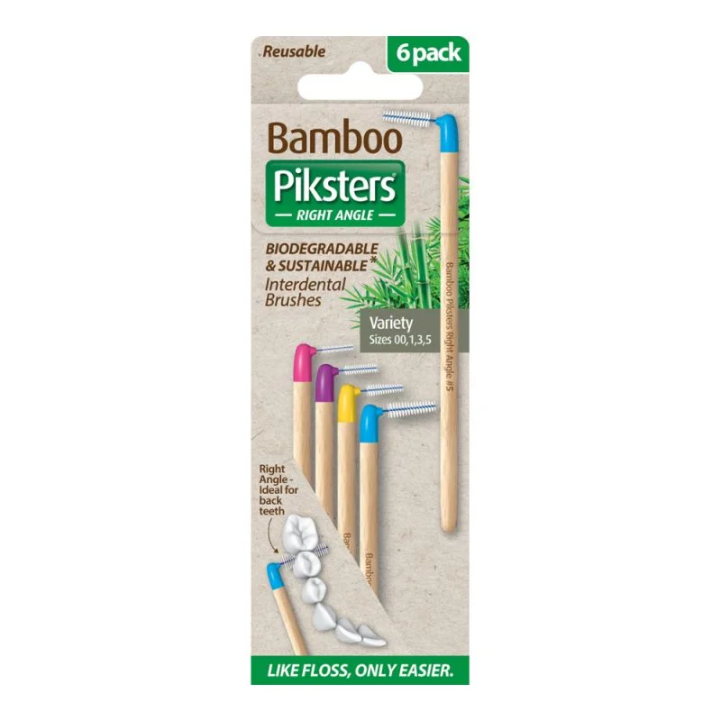 PIKSTERS Bamboo Right Angle Variety Pack 4 szt. – ekologiczne szczoteczki międzyzębowe