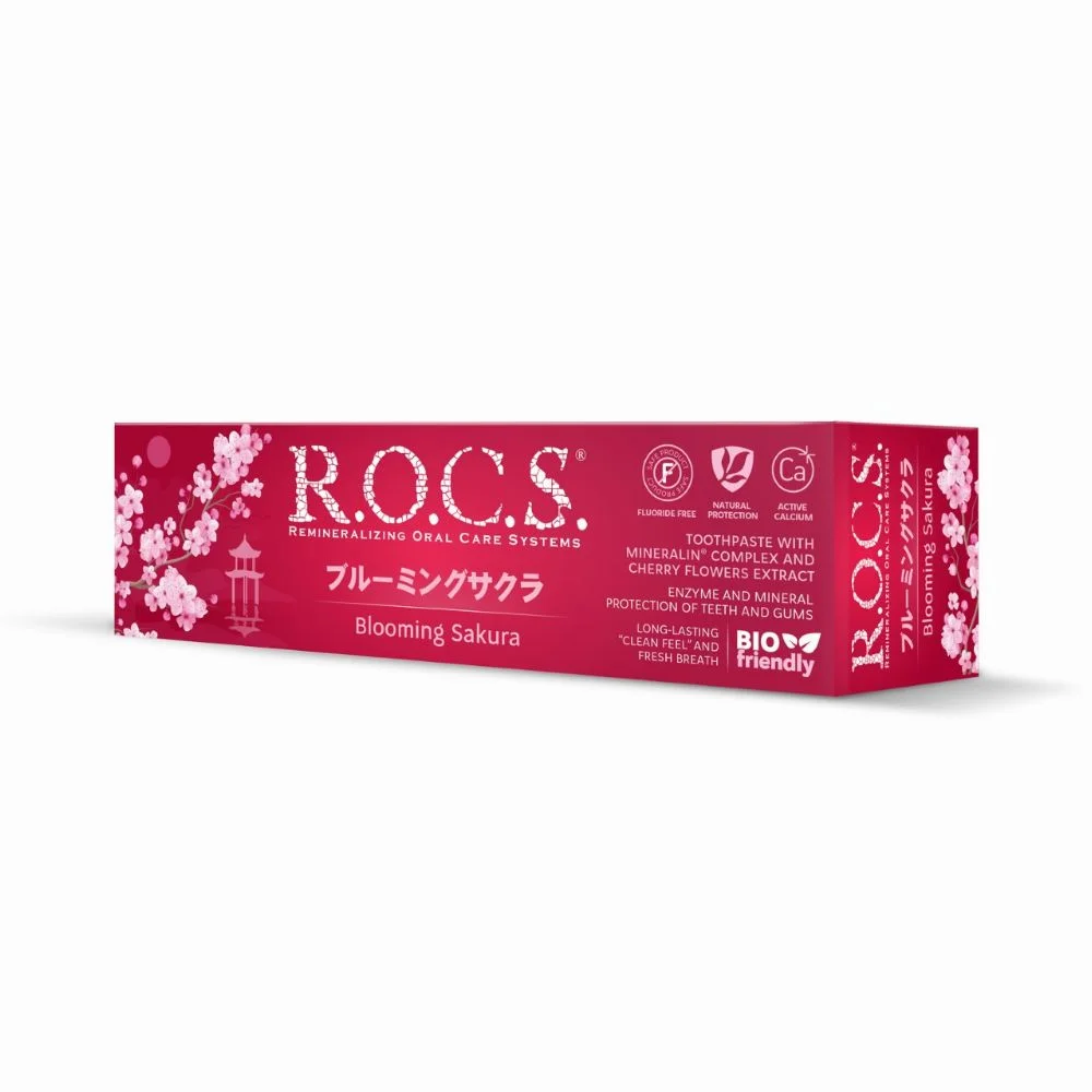 Remineralizująca pasta z posmakiem kwiatu wiśni Rocs BIO Blooming Sakura 60ml
