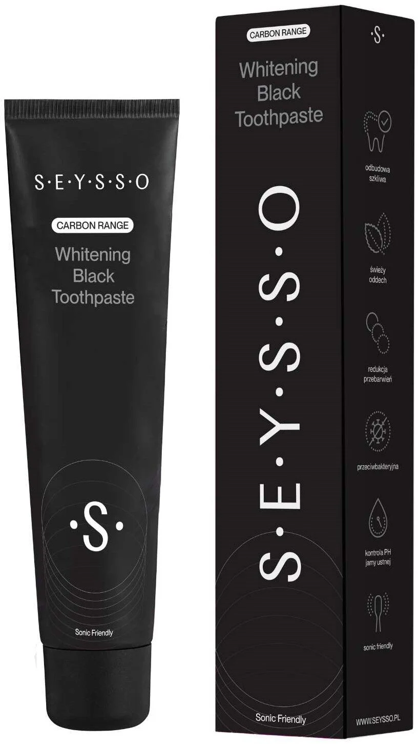 SEYSSO Carbon Charcoal – pasta do szczoteczek sonicznych z wybielającym węglem aktywnym 75 ml