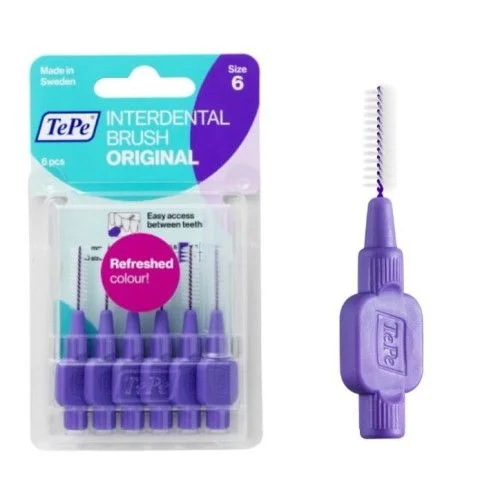 Szczoteczki międzyzębowe z bioplastiku TePe Original 6 szt. fioletowe – 1.1mm