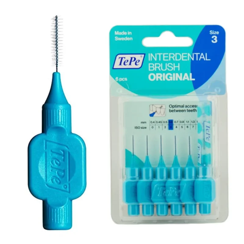 Szczoteczki międzyzębowe z bioplastiku TePe Original 6 szt. niebieska – 0.6 mm
