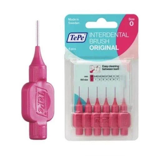Szczoteczki międzyzębowe z bioplastiku TePe Original 6 szt. różowe – 0.4 mm