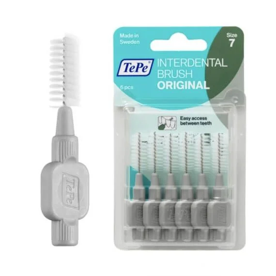 Szczoteczki międzyzębowe z bioplastiku TePe Original 6 szt. szare – 1.3 mm