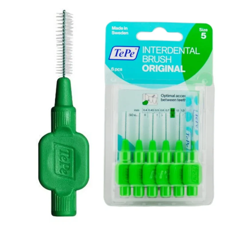 Szczoteczki międzyzębowe z bioplastiku TePe Original 6 szt. zielone – 0.8 mm