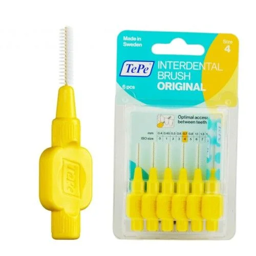 Szczoteczki międzyzębowe z bioplastiku TePe Original 6 szt. żółte – 0.7 mm