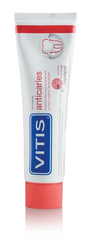 Vitis Anticaries 100 ml – przeciwpróchnicza pasta do zębów, zapobiegająca erozji szkliwa