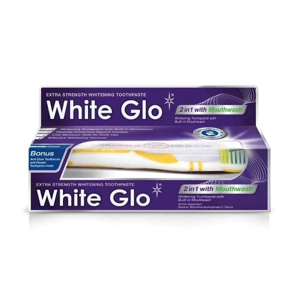 Wybielająca formuła pasty i płynu White Glo 2in1 Whitening with Mouthwash Toothpaste (100 ml)